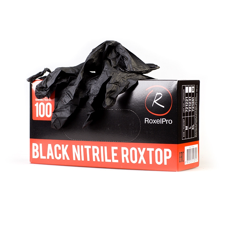 Перчатки нитриловые черные размер L 100шт/уп RoxelPro 721231 на сайте RemAutoSnab
